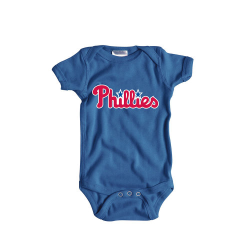 Philadelphia Phillies Baby Blue Wordmark Short Sleeve One Piece