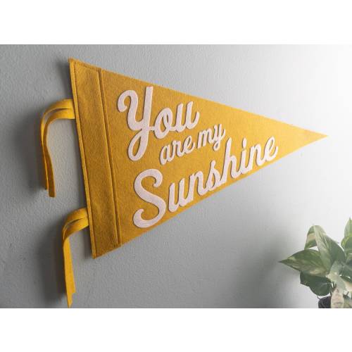You Are My Sunshine Pennant Flag Nursery Wall Decor Art Baby Shower Gift Custom Pennant Camp Flag Big Kid Room Inspirational Decor Vintage
