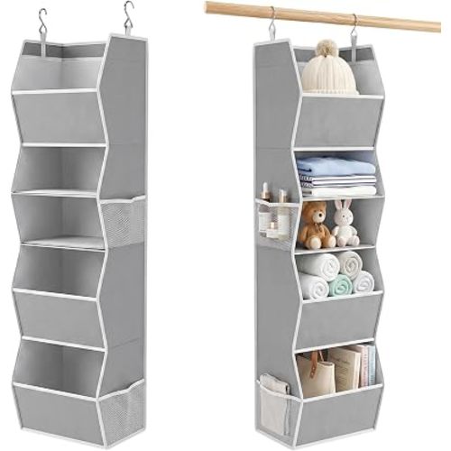 Hanging Closet Organizer with Side Pockets, 5-Shelf Foldable Closet Storage