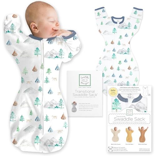 SwaddleDesigns Swaddle Sack with Arms Up Half-Length Sleeves and Mitten Cuffs,