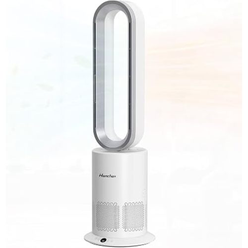 Hanchen Dual-Tech Bladeless Tower HEPA Fan, Ultra-Quiet 3-in-1 Cooling, Heating & Air Purifier | UL Listed PTC Ceramic Fast Heat, Auto Shutoff, Sturdy Base for Home, Office & Bedroom