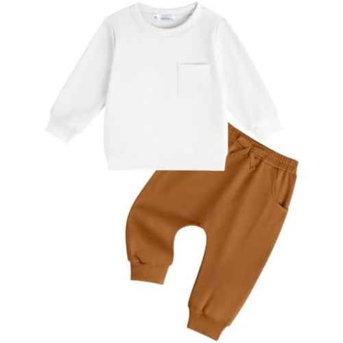 Arshiner Toddler Baby Boy Clothes Color Block Sweatshirt Pants Set