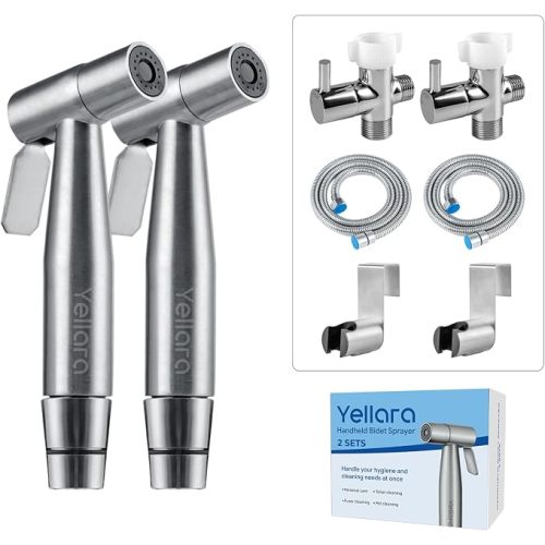 Handheld Bidet Sprayer Kit for Toilet – 2 Sets, Feminine Wash, Toilet Cleaning - Stainless Steel, Adjustable Water Pressure, Easy Installation
