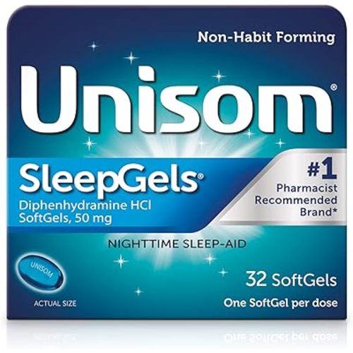 Unisom SleepGels, Nighttime Sleep-aid, Diphenhydramine HCI 50 mg, 32 SoftGels