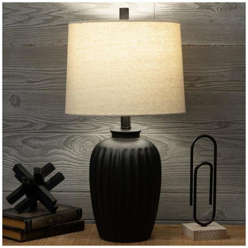 Black Ribbed Ceramic Lamp