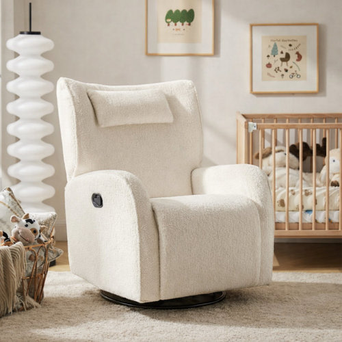 Red Barrel Studio® Medina Modern Oversized Swivel Glider Nursery Recliner With Wingback And Adjustable Headrest | Wayfair