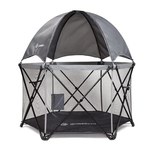 Baby Delight Go with Me Eclipse Deluxe Portable Playard | Playpen | Sun Canopy | Indoor and Outdoor | Ultra Padded Nylon Floor | Grey