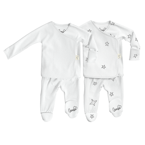 Baby Bundle Footie - Milk + Stars Twin Pack – Bonsie Skin to Skin Babywear