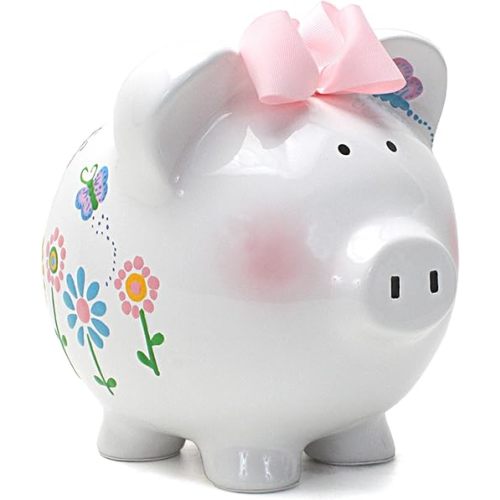 Child to Cherish Ceramic Piggy Bank for Girls, Flutter Flies