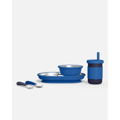 Stainless Mealtime Essentials - 5pc Set - Blue Raspberry