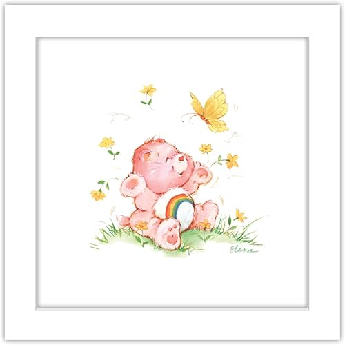 Trends International Gallery Pops Care Bears - Heritage Cheer Bear With Butterflies Wall Art Wall Poster, 12.00" x 12.00", White Frame Version