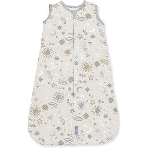 SwaddleMe by Ingenuity Baby Night Sack Sleeper, Size 0-3 Months, 7-14 Pounds, 1.0 TOG, 2-Way Zipper, 100% Cotton, Baby Wearable Blanket - Celestial Dance