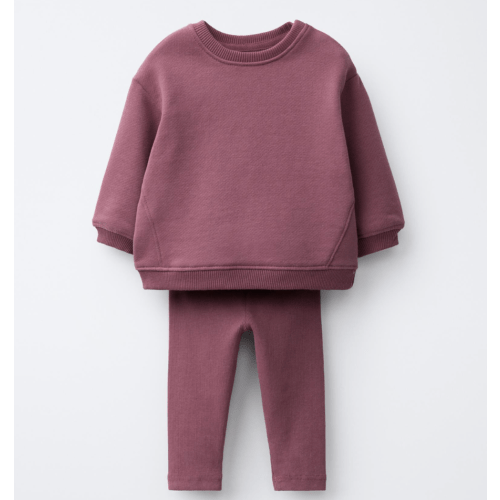 LABEL SWEATSHIRT AND PLAIN LEGGING SET