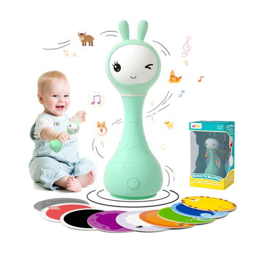 alilo Smarty Bunny Baby Rattle - Infants Musical Light Up Toys for 0-24 Months - Nursery Rhymes, Stories, White Noise, and Colour Recognition - Newborn Gift