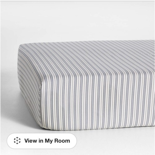 Frenchie Cloudy Blue Organic Cotton Baby Crib Fitted Sheet by Leanne Ford