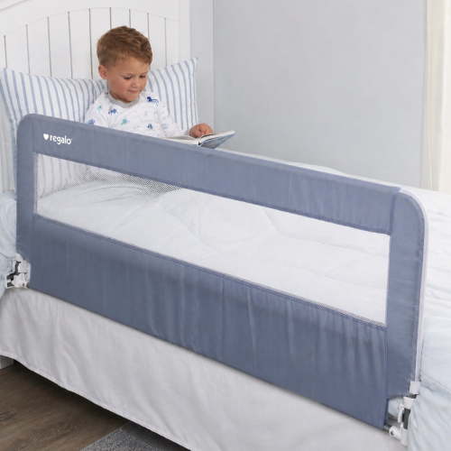 Regalo Extra Long Hideaway Metal Bedrail, Gray Baby/Toddler Safety Bed Rail