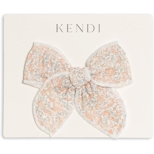 Colored Organics Baby Organic Cotton Dainty Bow Headband - Infant Girls - Belmont Floral/Shell + Powder Muslin