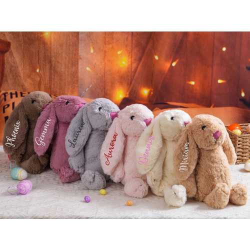 Personalized Plush Bunny: Embroidered Monogram, Newborn Gift