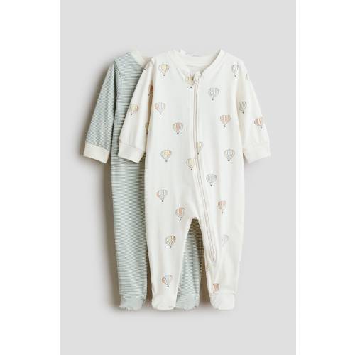 2-PACK PRINTED PAJAMA JUMPSUITS WITH ZIPPER
