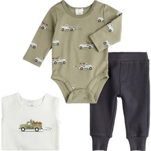 Pumpkin Pickup Print Cotton Bodysuits & Solid Joggers Set