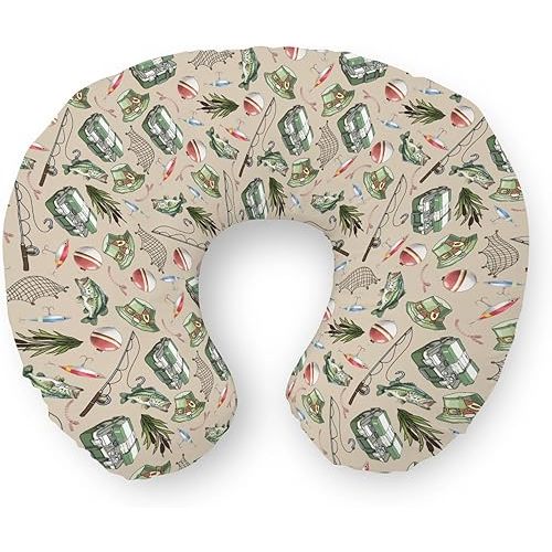 Retro Bass Fish Lures Nursing Pillow Covers Outdoor Fishing Lovers Gift Soft Stretchy Nursing Cover for Breastfeeding Pillows Gone Fishing Adventure Pillow Slipcover for Baby Girls Boys Newborn