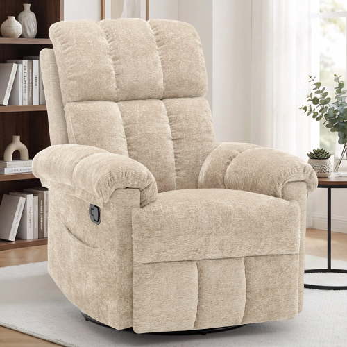 Korser Small Recliners for Small Spaces,Swivel Rocker Recliner Chair with Side Pockets for Living Room,Khaki