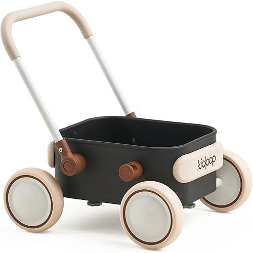 PULA Baby Push Walker with Wheels Toddler Wagon for First Learner Baby Toys 6-12 Months, 1 Year Old Birthday Gifts, Indoors and Outdoors (Black)