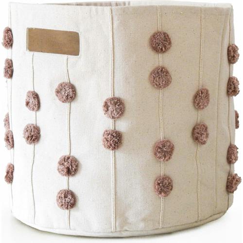 Handmade Canvas Storage Basket Pom Pom