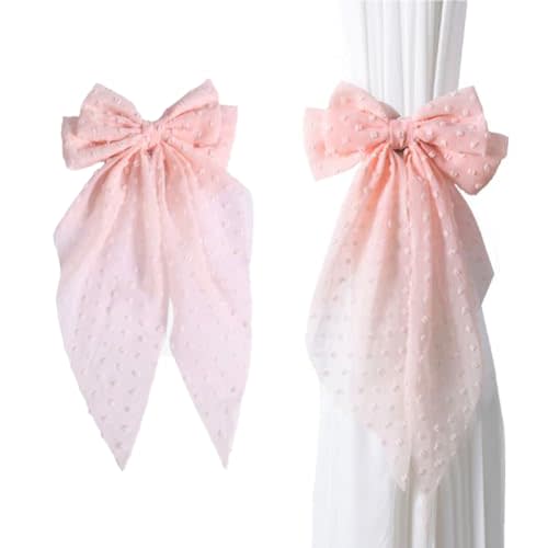 Bow Curtain Tiebacks, 2Pcs Beautiful Decoration Curtain Strap, Lace Rope Curtain Tiebacks YueLvoe for Home Bedroom Offices Dining Rooms Wedding Party Decoration (Pink)