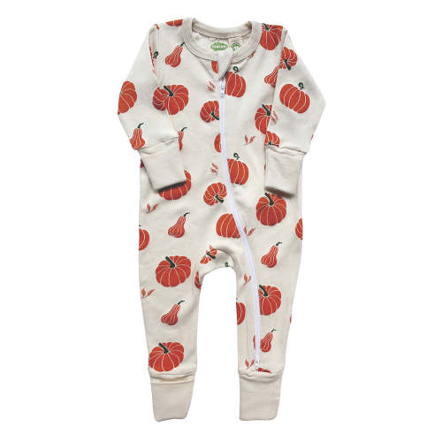 Organic Signature Print '2-Way' Zip Romper - Long Sleeve