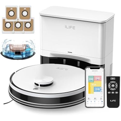 ILIFE Robot Vacuum and Mop, 5000Pa Robot Vacuum with Self Emptying Station