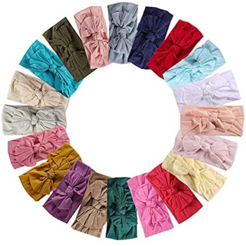 20pcs Baby Girl Nylon Headbands Newborn Infant Toddler Hairbands and Bows Child Hair Accessories