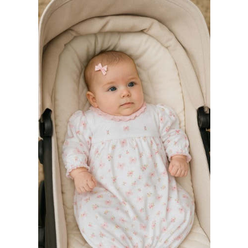 Bows & Flowers  Print Baby Gown
