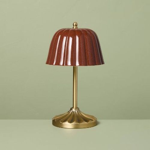 Ceramic Shade Table Lamp Brass/Burgundy (Includes LED Light Bulb) - Hearth & Hand™ with Magnolia