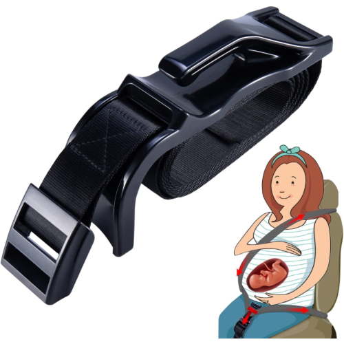 Pregnancy Buffer Adjuster - Seat Bump Strap for Pregnant Women Protect Belly - Prevent Compression of Abdomen - A Must Have Maternity Seat Cover Adjuster for Expectant (Black)