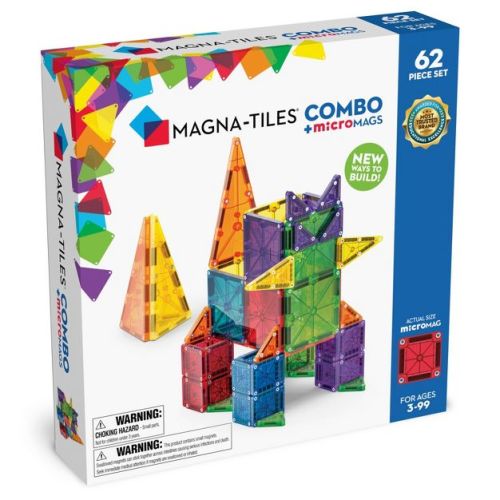 MAGNA-TILES Combo microMAGS 62pc: Educational Magnetic Building Set for Creative Thinking & Fine Motor Skills