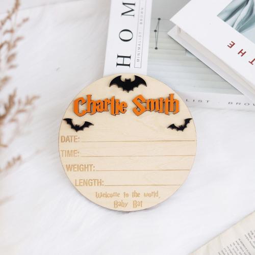 Personalized Baby Bat Birth Announcement, Halloween Baby Birth Stats Sign, Baby Goth Gift,   Baby Bat Lover, Newborn Nursery Decor Milestone