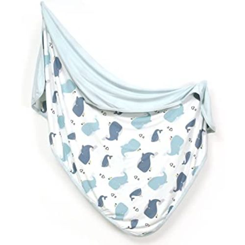 GRSSDER Baby Blankets Super Soft Jersey Knit Swaddle Blanket for Baby Girls and Boys, Double Layer Receiving Blankets 34 x 44 Inches Extra Large for Baby Swaddling, Lovely Whale