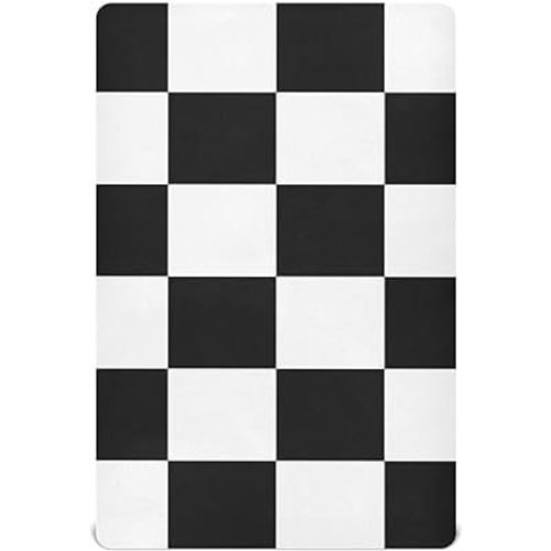 Crib Sheet Breathable Soft Crib Mattress Sheet for Baby Toddler Boys Girls Fitted Crib Sheet Fit Standard Crib Mattress 52 x 28 Inch Checkered Black and White