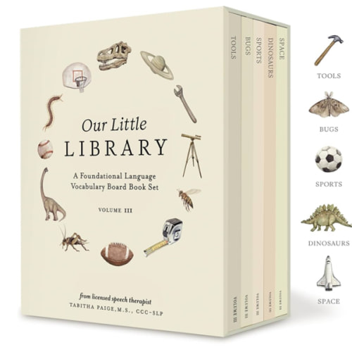 Our Little Library Vol. 3: Dinosaurs, Space, Tools, Bugs, and Sports Board Book Set for Boys & Girls (Tabitha Paige Children's Book Series)