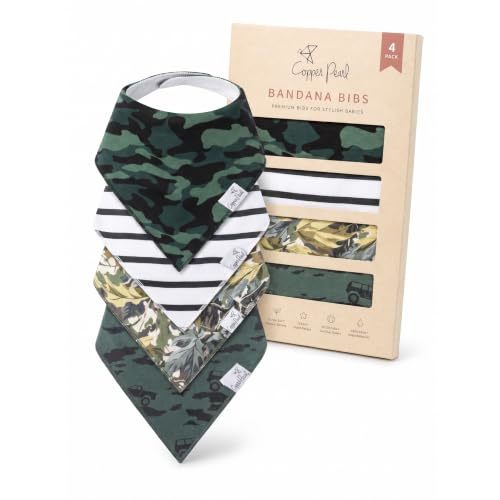 Copper Pearl Baby Bibs 4 Pack, Printed Bandana Drool Bibs for Baby Girl & Boy, Soft Cotton Drooling Teething Bibs