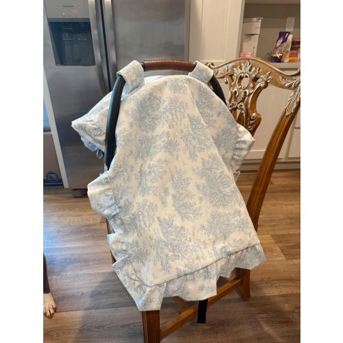 Custom Toile Ruffle Car Seat Cover