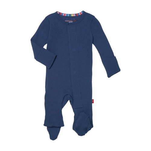 Magnetic Me Symphony Blue Ribbed Long Sleeve Magnetic Footie | Nordstromrack
