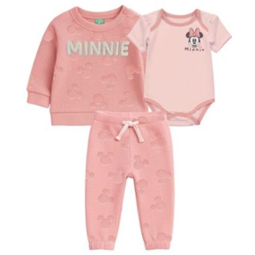 Baby Girls' Minnie Mouse Print Sweatshirt, Bodysuit and Pants, 3-Piece Set