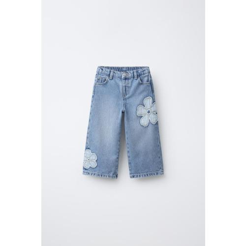 FLORAL WIDE LEG JEANS - Blue | ZARA United States
