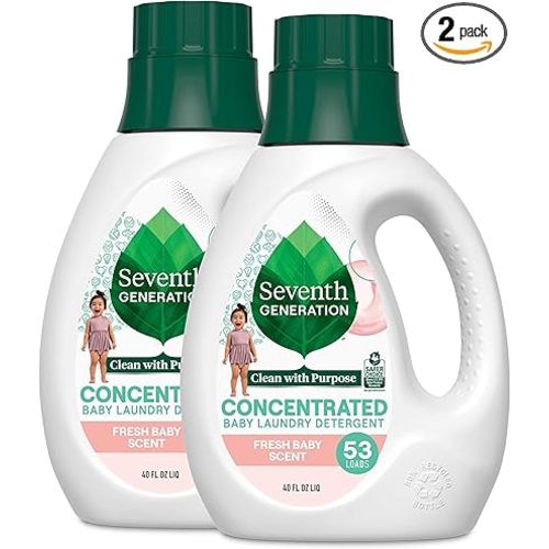 Seventh Generation Concentrated Baby Laundry Detergent, Fresh Scent, 40 Fl Oz, Pack of 2