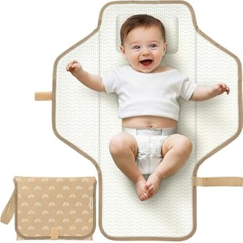 KeaBabies Portable Changing Pad for Baby, Travel Large 26x21 (Rainbow)
