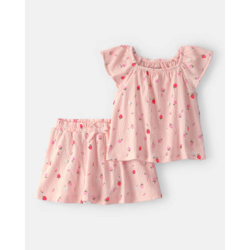 Baby Girl 2-Piece Strawberry Short-Sleeve Top & Skort Set - Pink | Carter's