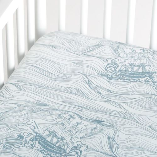 French Nautical Organic Baby Crib Fitted Sheet