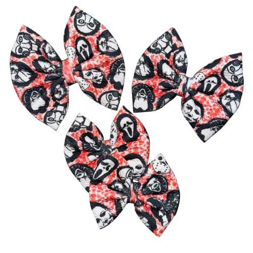 Horror Movies - Bow on Nylon | Bow on Clip | Piggies | Newborn Bow | Baby Bow | Toddler Bow | Baby Headband | Bow Headband | Halloween Bow